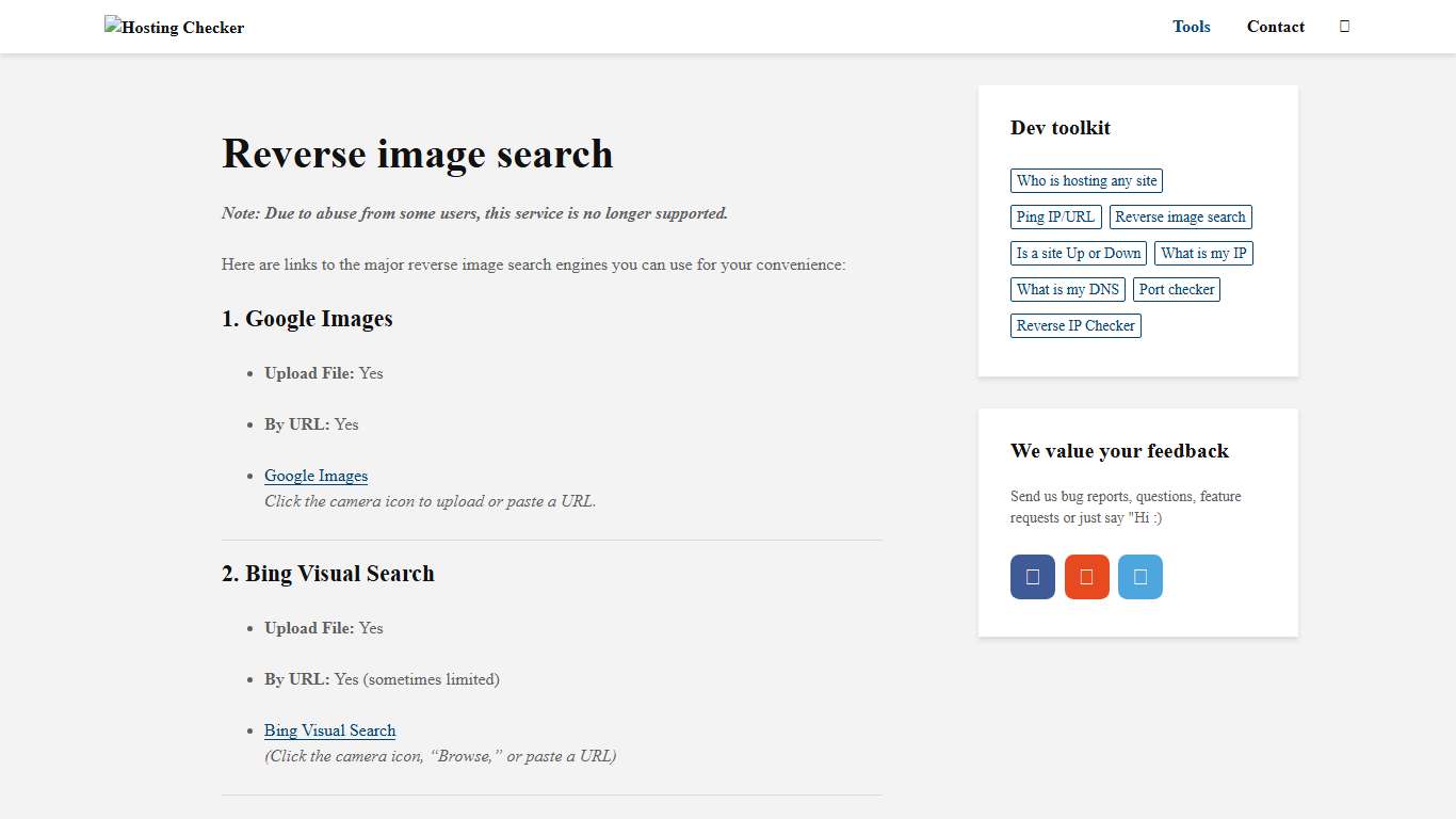 Reverse Image Search by HostingChecker